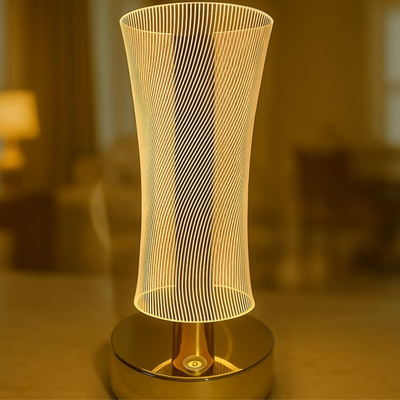 3D Illusion Golden Flakes LED Vase Shape Table Lamp with Touch Control